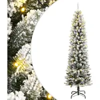 vidaXL Sapin de Noël artificiel 300 LED et neige floquée 240 cm