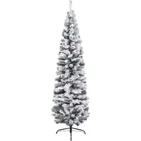 vidaXL Sapin de Noël artificiel mince flocon de neige vert 180 cm PVC