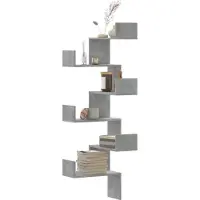 vidaXL Étagère murale d'angle gris béton 45x45x147cm bois d'ingénierie