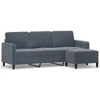 vidaXL Canapé 3 places avec pouf gris foncé 180 cm velours