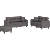 vidaXL Ensemble de canapés 3 pièces avec coussins Gris Similicuir