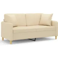 vidaXL Canapé 2 places avec oreillers décoratifs crème 140 cm tissu