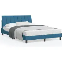 vidaXL Cadre de lit sans matelas "Hanko" bleu 140x200 cm velours