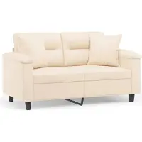vidaXL Canapé 2 places avec oreillers beige 120 cm tissu microfibre