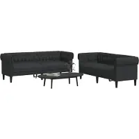 vidaXL Ensemble de canapés 2 pièces noir tissu