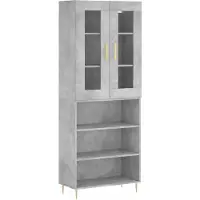 vidaXL Highboard gris béton 69,5x34x180 cm Bois composite