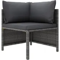 vidaXL Ensemble salon de jardin 6 pièces avec coussins Poly rotin gris