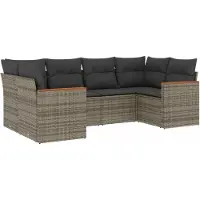 vidaXL Ensemble de salon de jardin 6 pièces avec coussins Gris Poly rotin