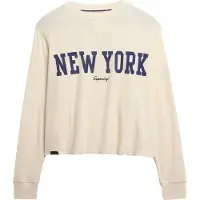 Superdry pour femme. W6012035A Athletic Essential - T-shirt graphique à manches longues blanc (S), Casuel, Coton, Manche longue