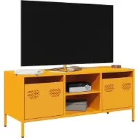vidaXL Armoire TV jaune moutarde 101,5x39x43,5 cm Acier laminé à froid
