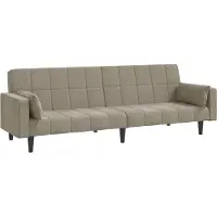 vidaXL Canapé-lit à 2 places avec deux oreillers Gris clair Velours