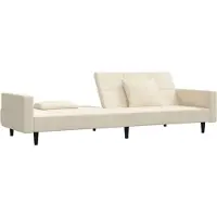 vidaXL Canapé-lit 2 places avec 2 coussins Crème Velours