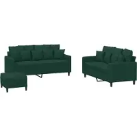 vidaXL Ensemble de canapés 3 pièces avec coussins vert foncé velours
