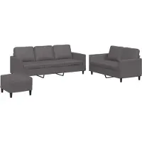 vidaXL Ensemble de canapés 2 pièces avec coussins Gris Similicuir