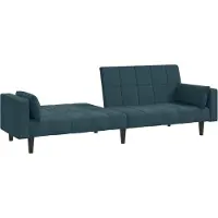vidaXL Canapé-lit à 2 places avec deux oreillers bleu velours
