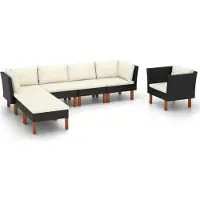 vidaXL Ensemble de salon de jardin 8 pièces Poly rotin bois d'eucalyptus noir