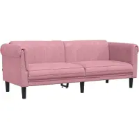 vidaXL Canapé 3 places rose velours