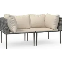 vidaXL Canapé d'angle de jardin avec coussins 2 pcs. Gris Poly Rattan