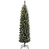 vidaXL Sapin de Noël artificiel mince 300 LED 210 cm