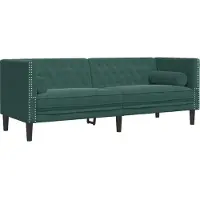 vidaXL Canapé Chesterfield avec traversins 3 places vert foncé velours