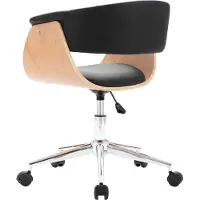 vidaXL Chaise de bureau pivotante noire bois courbé et similicuir