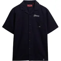 Superdry pour homme. M4011007A Resort Merchant Store chemise marine (S), Casuel, Lin, Manche courte