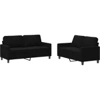 vidaXL Ensemble de canapés 2 pièces avec coussins Noir velours