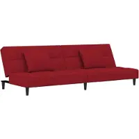 vidaXL Canapé-lit à 2 places et deux oreillers Rouge bordeaux Velours