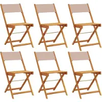 vidaXL Chaises de jardin 6 pcs. Pliable Taupe Tissu et bois massif