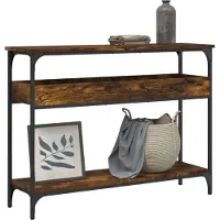 vidaXL Table console avec étagère chêne fumé 100x29x75 cm
