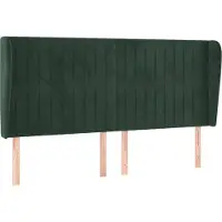 vidaXL Tête de lit avec oreilles vert foncé 163x23x78/88 cm velours