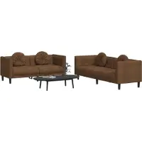 vidaXL Ensemble de canapés 3 pièces avec coussins Marron Velours