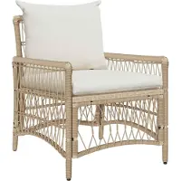 vidaXL Chaise de jardin avec coussin Beige 73 x 61 x 77 cm Poly-rotin