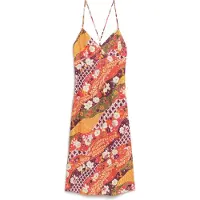 Superdry Printed Slip Sleeveless Long Dress Orange S Femme
