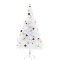 vidaXL Arbre de Noël artificiel pré-éclairé avec boules blanc 150 cm