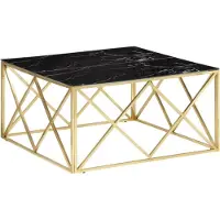 vidaXL Table basse Golden acier inoxydable et verre trempé
