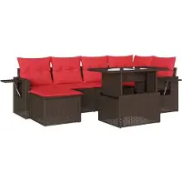 vidaXL Ensemble de 7 canapés de jardin avec coussins, marron, polyrattan