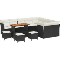 vidaXL Ensemble de canapés de jardin , 12 pièces, en résine tressée noire