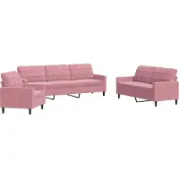vidaXL Ensemble de canapés 3 pièces avec coussins Rose velours