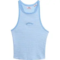 Superdry Femme Débardeur Rayé à dos Nageur et Logo Essential Bleu Clair Taille: 38