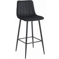 Leobert Tabouret De Bar - - Pozza - Velours Noir/Pieds Noirs