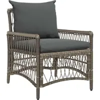 vidaXL Chaise de jardin avec coussin Gris 73 x 61 x 77 cm en rotin synthétique