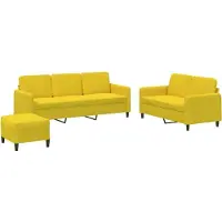 vidaXL Ensemble de canapés 3 pièces jaune velours