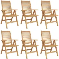 vidaXL Chaise, lot de 6, marron, 64,5 x 52 x 108 cm, bois de teck massif