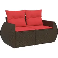 vidaXL Ensemble de 10 canapés de jardin avec coussins, marron, polyrattan