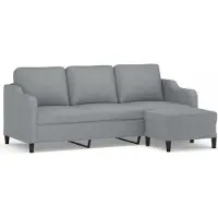 vidaXL Canapé 3 places avec pouf gris clair 180 cm Tissu