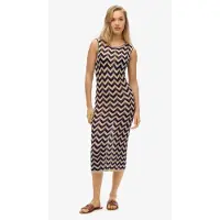 Superdry Femme Robe Mi-longue en Maille Zigzag Navy Taille: 42