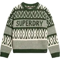 Superdry pour femme. W6110559A Pull à col roulé avec motif de la marque verte (M), Casuel, Acrylique