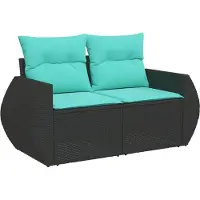 vidaXL Ensemble de 6 canapés de jardin avec coussins, polyrattan noir