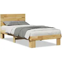 vidaXL Lit en bois massif avec tête de lit sans matelas 75x190 cm chêne
